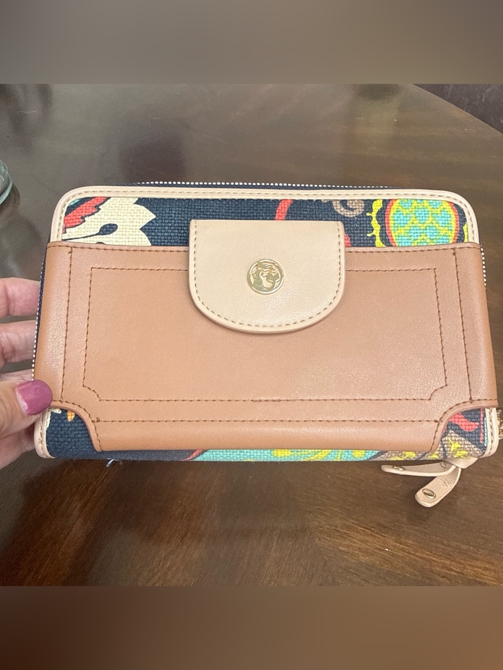Spartina 449 Floral Multicolor Zip-Around Wallet with Front Snap Pocket